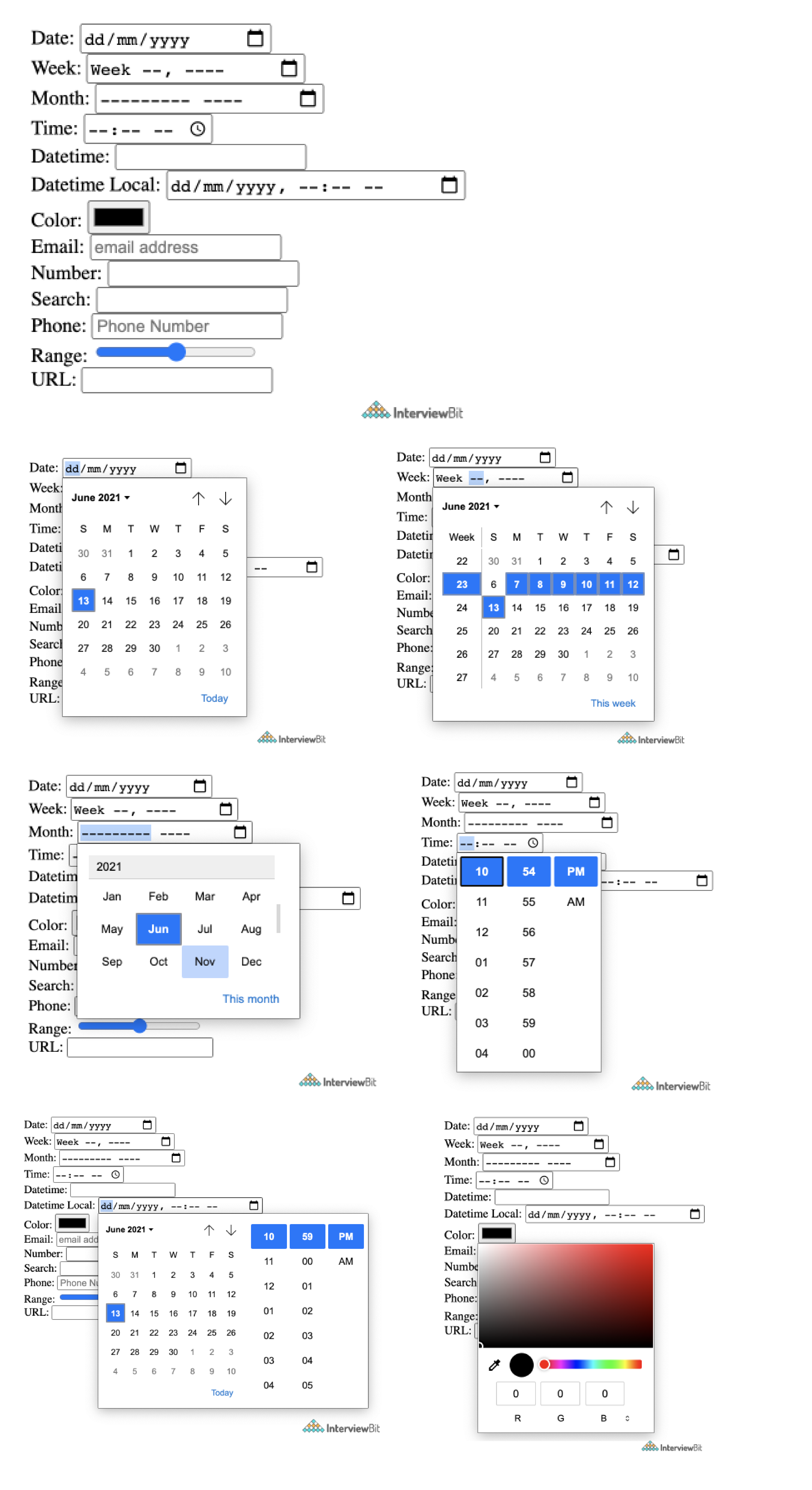 Các kiểu input mới trong HTML5 trong form?