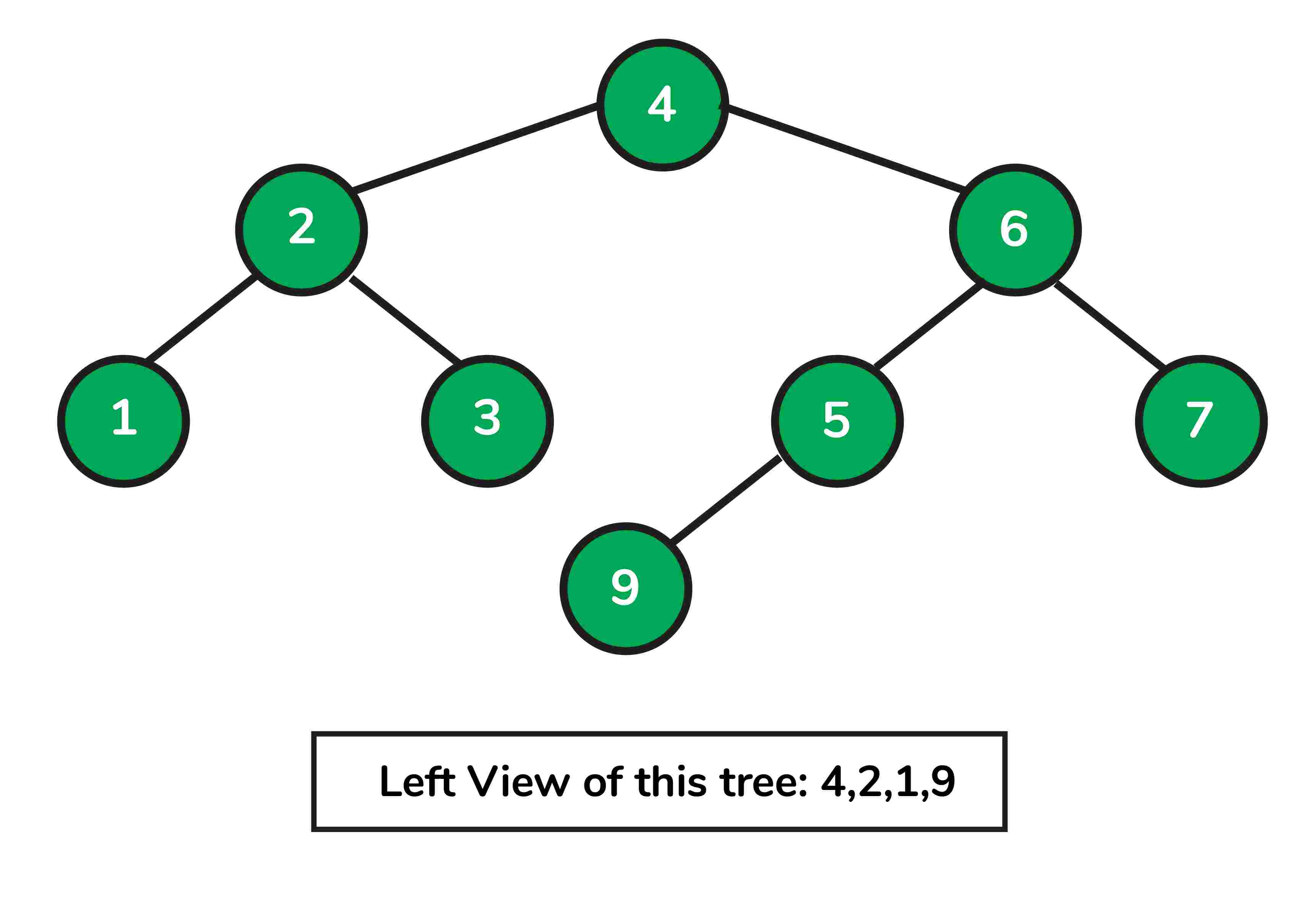 In chế độ xem bên trái của bất kỳ cây nhị phân nào
